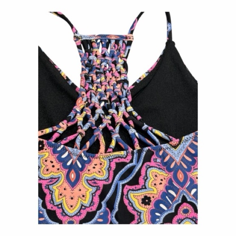 Raisins Tankini Top Small Nepal Nights Macrame Racerback Black Blue Pink - Picture 8 of 9